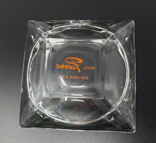 Vintage 60s Hotel Pierre Ashtray Glass Clear Puerto Rico 4.5" - Picture 11 of 13
