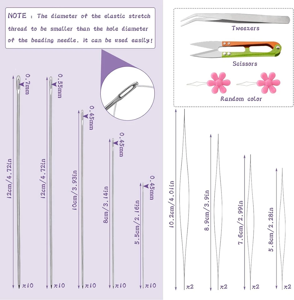 58 шт. иглы для бисероплетения для изготовления ювелирных изделий, иглы для бисероплетения с большими глазами ультратонкие St - Изображение 2 из 4