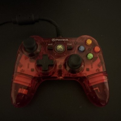 PowerA Wired Mini  Controller Red  Transparent USB 8ft for Microsoft Xbox 360 PC