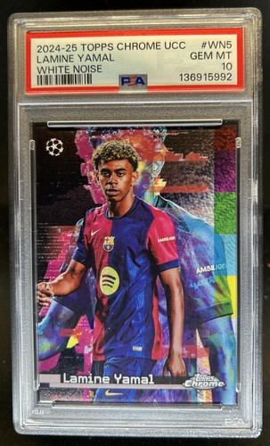 2024-25 Topps Chrome UEFA Lamine Yamal White Noise #WN-5 Barcelona PSA 10