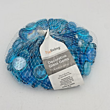 True Living Decorative Glass Gems Blue Clear Opaque 20oz
