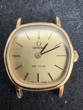 Vintage Omega De Ville Gold Plated Ladies Watch Head 20 Microns Cabochon