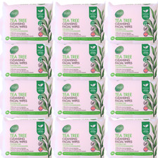 ( 12 X 25 PACKS) Pure Tea Tree Daily Use Cleansing Facial Wipes