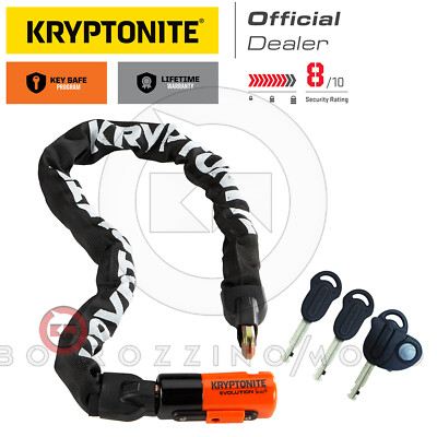 SCHLOSSKETTE 90cm DIEBSTAHLSICHERUNG KRYPTONITE EVOLUTION UNIVERSAL MOTORRAD FAHRRAD AUTO
