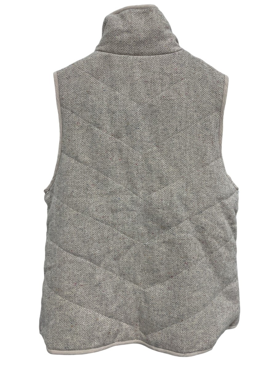 Staccato Full Zip Herringbone Quilted Vest Size M Cream Tan