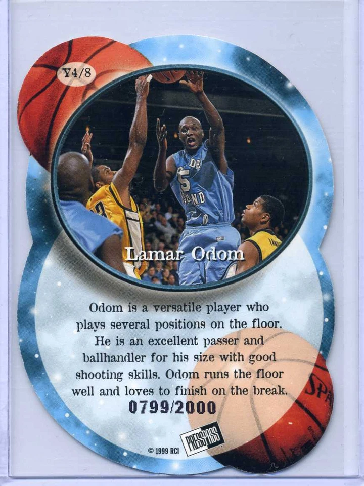 Pase de prensa Lamar Odom 1999 Y2K inserto troquelado #799/2000 Foto 2 de 2