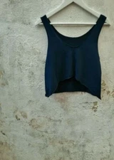 Grunge vest top ink blue soft modal cotton eco slouchy boho clothing minimalist 