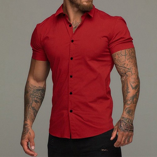 Camisas Formales Hombre Ajuste Estrecho Abotonadas Moda Verano C8 - Imagen 3 de 25
