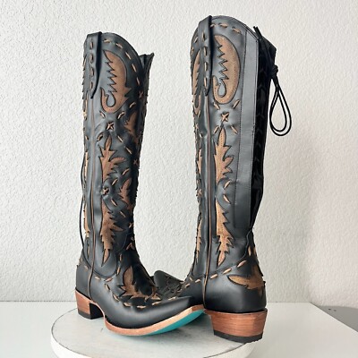 Lane Reverie Knee High Womens Cowboy Boots Black Brown Western