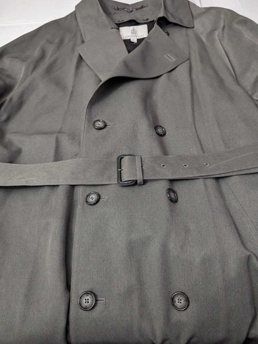 LONDON FOG Men's Double Breasted Trench Coat Gray Size 48R NWOT