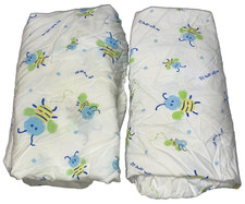 M9 WOW Set of 2 Vintage CARTER'S Bee Cotton Fitted Crib Toddler Bed Sheets