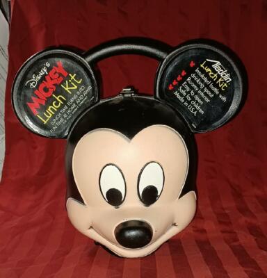 VINTAGE Disney Mickey Mouse Head Lunch Box Kit By Aladdin