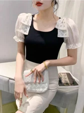 Fashion Lady T-Shirts Tops Summer Short Sleeve Korean Elegant Casual Shirts New