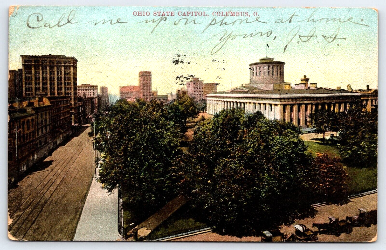 Original Old Vintage Outdoor Postcard State Capitol Building Columbus Ohio 1906