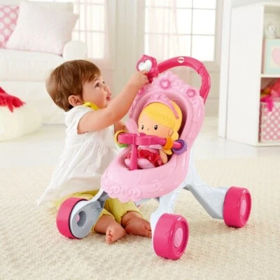 FISHER-PRICE Lauflernhilfe Baby Walker Lauflernwagen Kinderwagen mit Puppe Fisher Price NEU