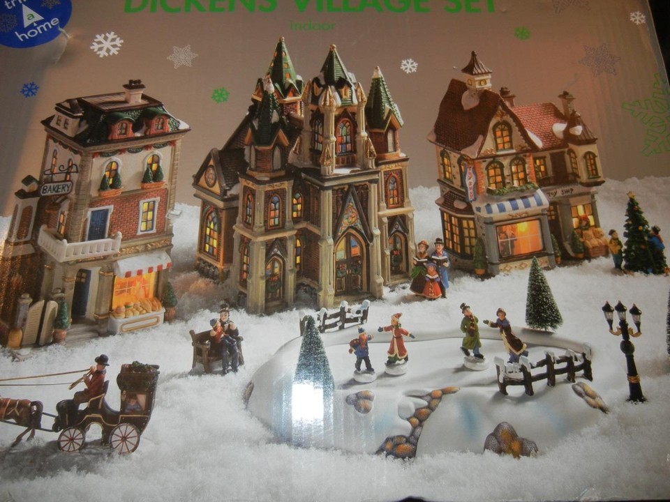 Dickens Christmas Village Set Skating Rink Porcelain KMART Trim A Home