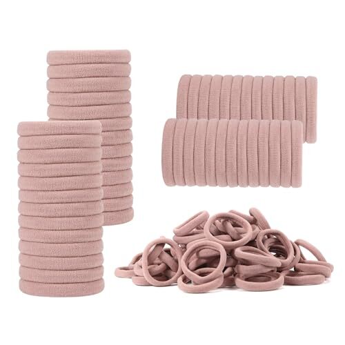 100 Pack No Damage Hair Ties For Women Thick Hair,Soft Seamless Dark Pink - Picture 1 of 6