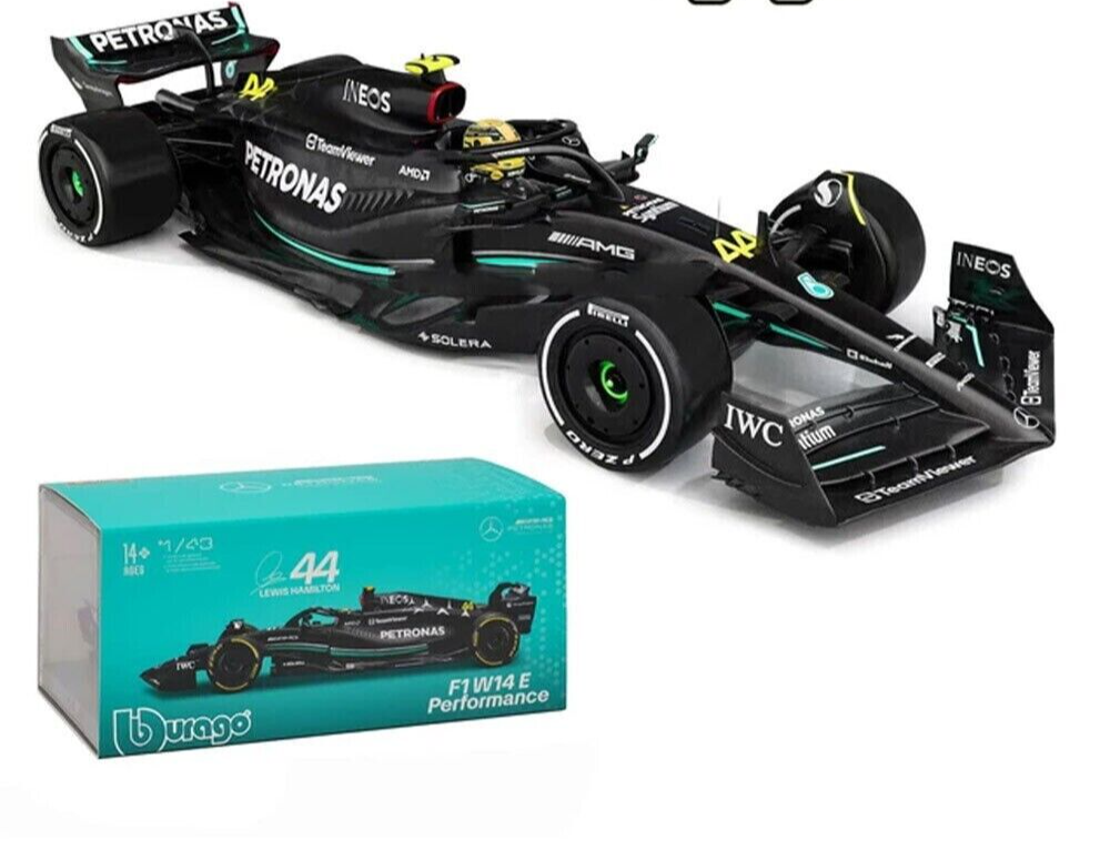 Bburago 1/43 F1 Mercedes-AMG W13 E Performance 2023 Lewis Hamilton with Helmet