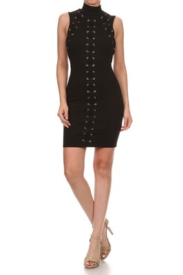 Black Sleeveless Lace Tie Up Bodycon Party Cocktail Dress Sexy Midi Mock Neck | eBay Black Sleeveless Lace Tie Up Bodycon Party Cocktail Dress Sexy Midi Mock Neck | eBay
