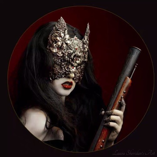 High-End Handmade Venice Bronzing Lace Lady Mask Halloween Christmas Masquerade