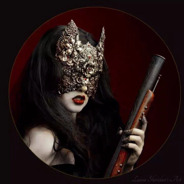 Retro High-End Handmade Venice Bronzing Lace Lady Mask Halloween Christmas Masqu - Image 2 of 4