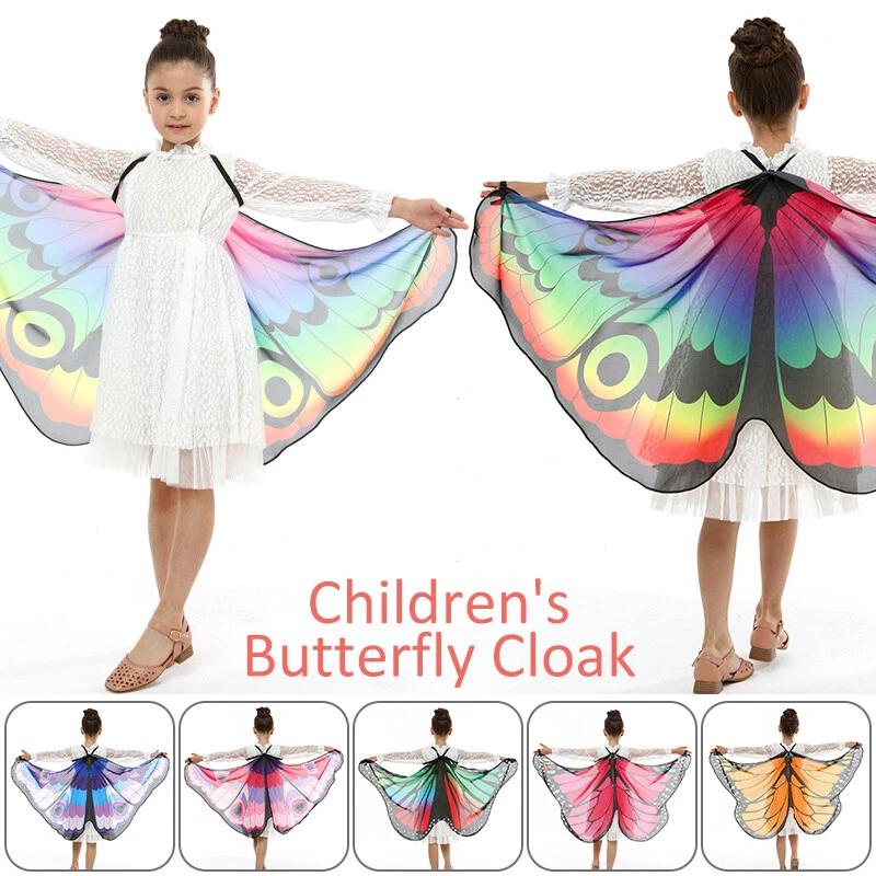 Fato de dança infantil fada xale asas de borboleta meninas acessório cosplay vermelho - Imagem 3 de 4