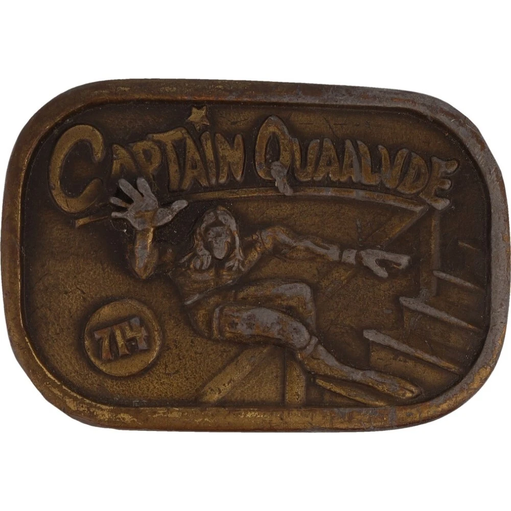Rare 77 Capt Quaalude 714 Drugs Ludes Hippie Disco Boho 70s Vintage Belt  Buckle | eBay