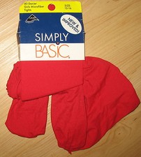 SIMPLY BASIC - NEW RED MICROFIBER TIGHTS - SIZE 12-16  80-110 LBS 57"-63" HT