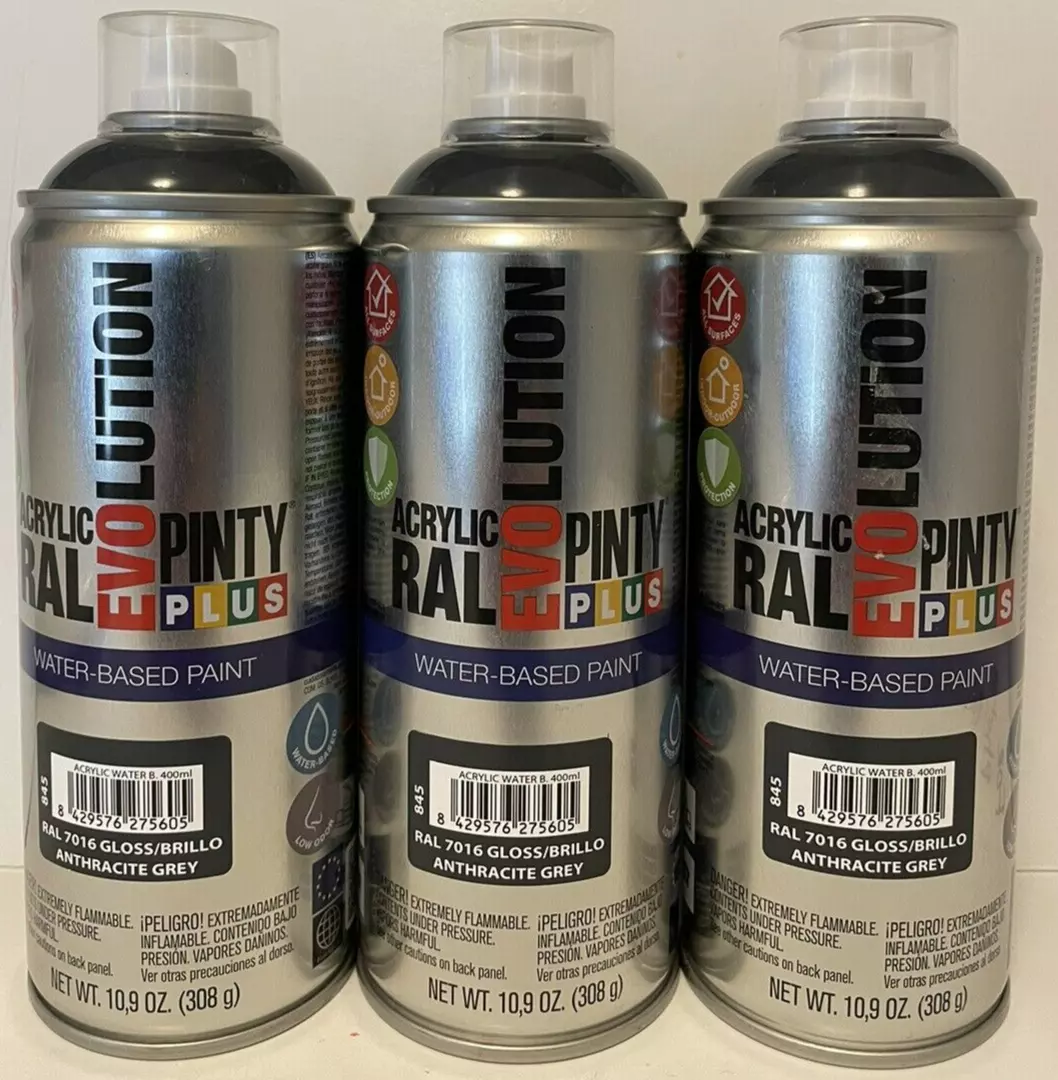 3 Cans Novasol PintyPlus Water Based Spray Paint - Grey - 10.9-ounce cans