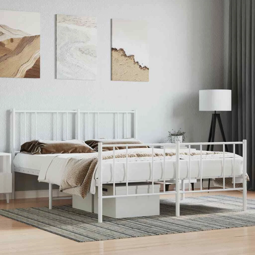 Metal king size bed frame with headboard and footboard online