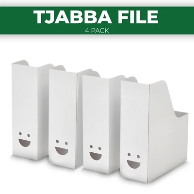 4x IKEA TJABBA White Magazine Office File Organiser Holder Storage Box Folder