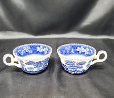 Set Of 2 SPODE Blue White “Tower” Pattern Cups