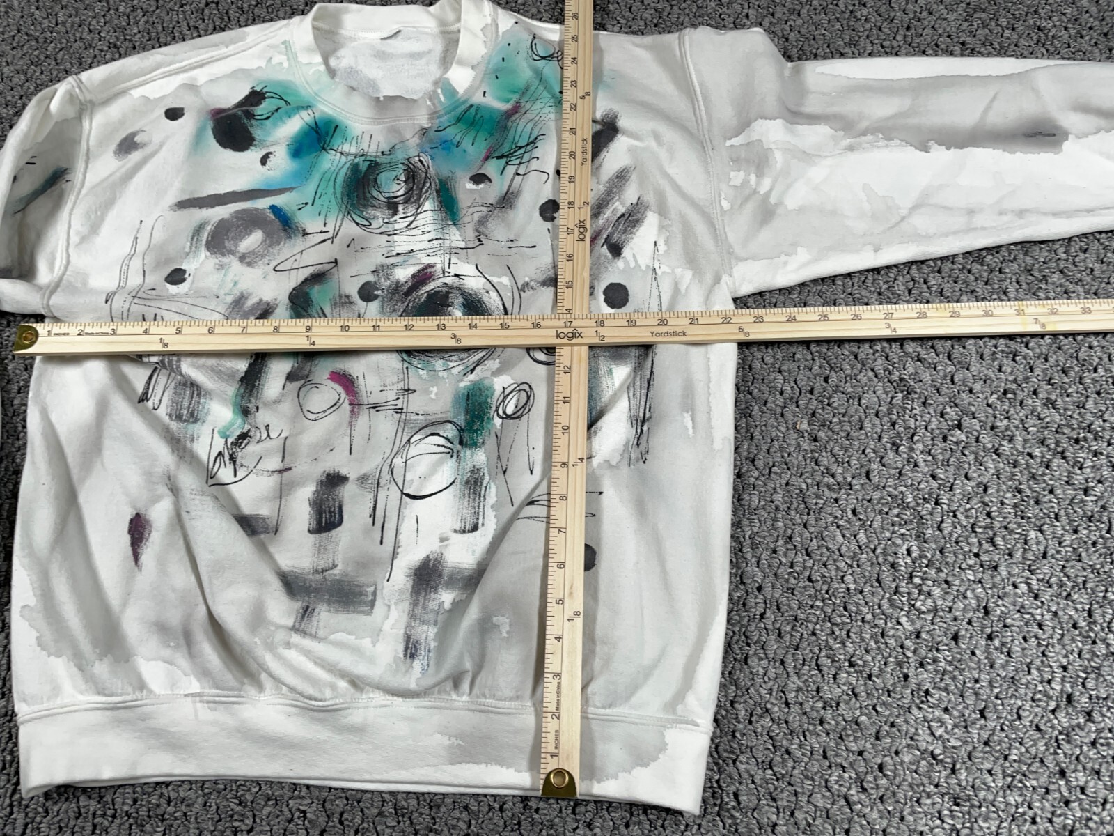 VTG Hand Painted Abstract Pattern Sweatshirt Adul… - image 5