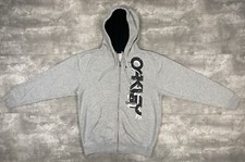 vintage 2000s OAKLEY HOODIE ZIP UP SWEATSHIRT MENS M HEATHER GRAY Y2K
