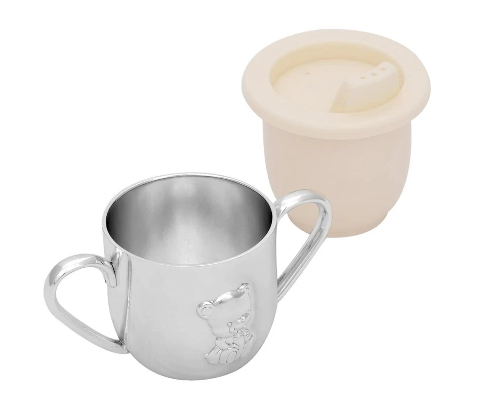 Schnabelbecher Babybecher Kindertasse versilbert Bärchen Trinklernbecher Gravur - Bild 2 von 4