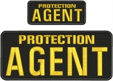 PROTECTION AGENT EMBROIDERY PACHES 4x10 AND 2X5 HOOK ON BACK GOLD ON BLACK