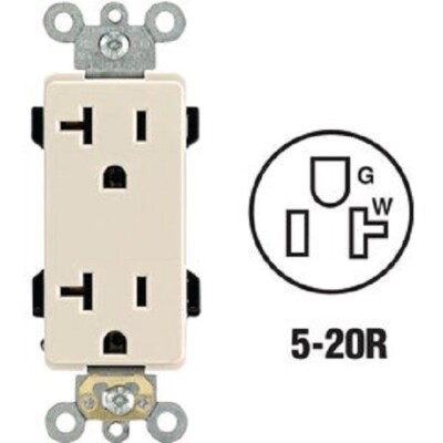 (4)-Leviton Decora Plus 20A Light Almond Residential Grade 5-20R Duplex Outlet