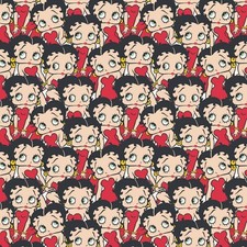 BTY Betty Boop Stack Packed Red Cotton Fabric By The Yard 45100407