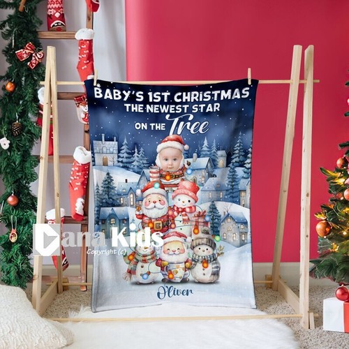 Personalized Baby's First Christmas Blanket, Custom Baby Christmas Tree Blanket - Picture 4 of 4