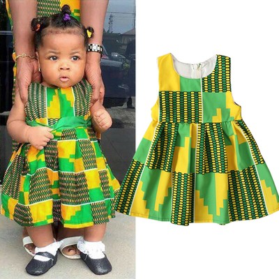 6M-3Y Dress Traditional Ankara Sleeveless Dashiki Princess Baby Dresses Style