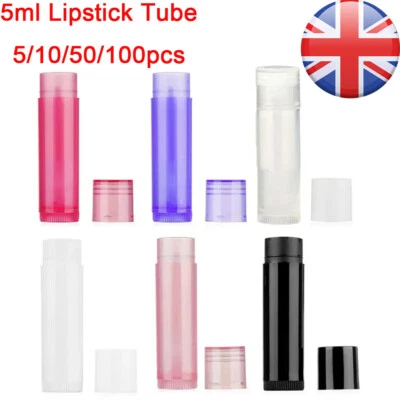 5ml Plastic Empty Lipstick Lip Balm Container Bottles DIY Cosmetic Tubes UK