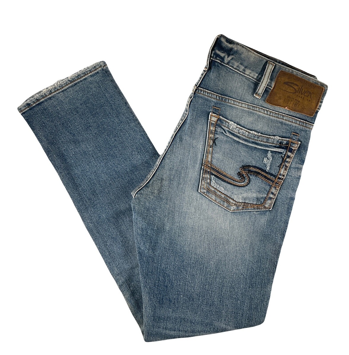 Silver Jeans Taavi Super Slim Fit Low Rise Ripped Stretch Men's 34