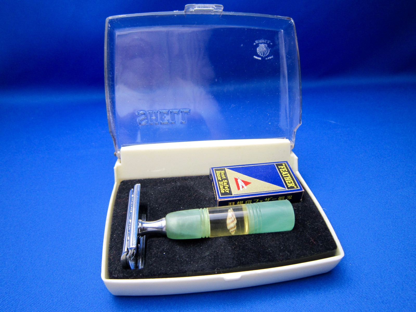 SHELL Vintage Safety Razor Seashell Handle1960's Made In Japan Unique Mint 