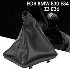 Black Leather Shifter Shift Knob Gear Gaiter Boot Cover For BMW E30 E34 E36 E46