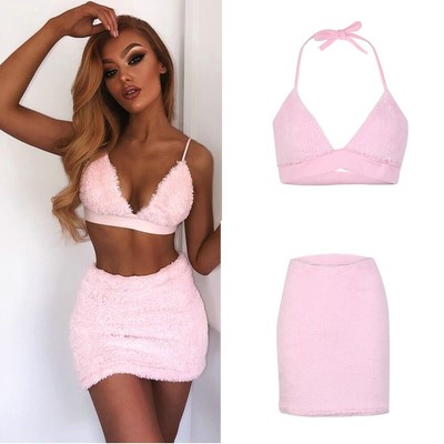 fluffy top and skirt set