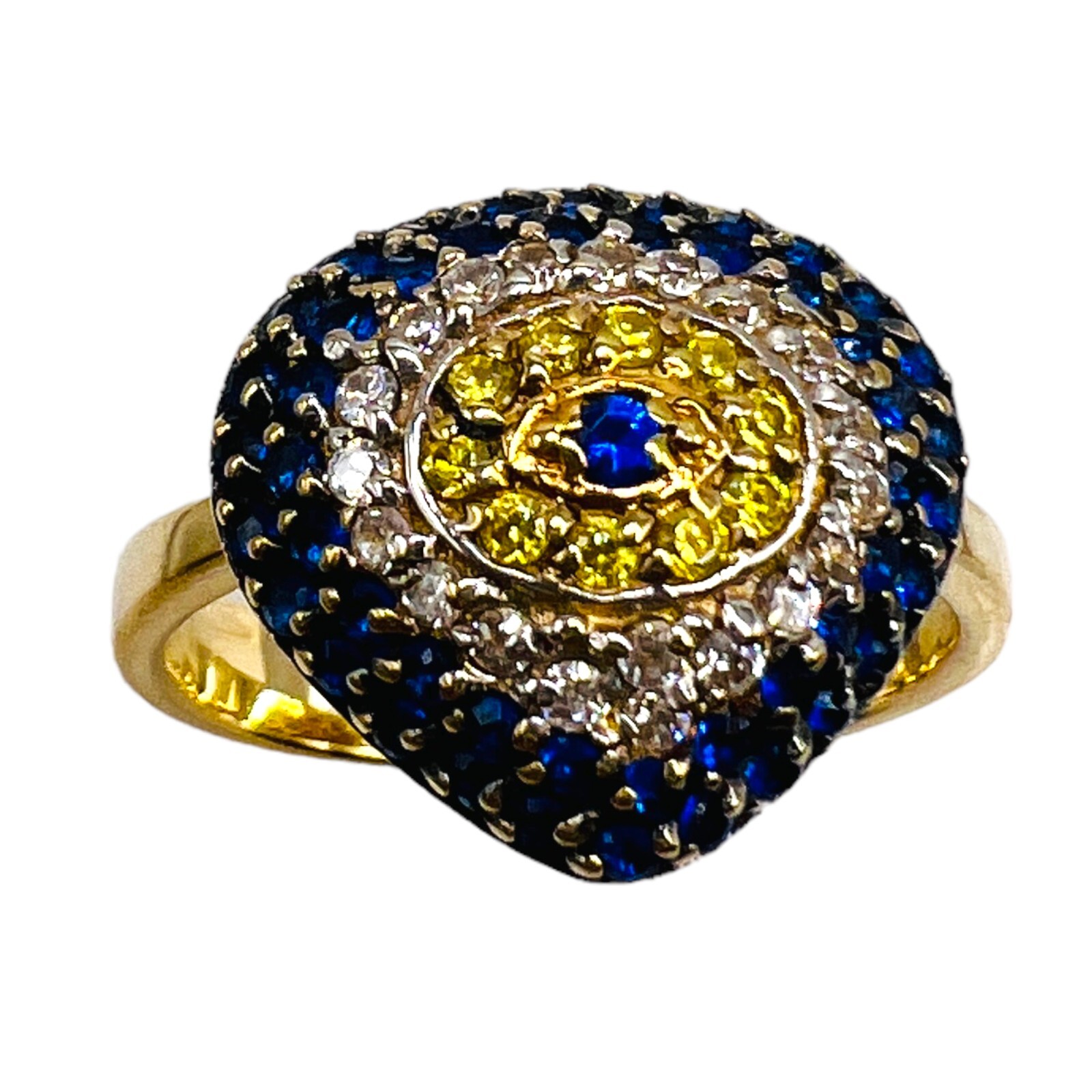 Solid 14k Yellow Gold Evil Eye Multi Gemstone Clu… - image 1