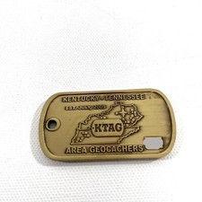 Kentucky Tennessee KTAG Geocoin 2005 Dog Tag Brass Geocaching Coin NON-TRACKABLE