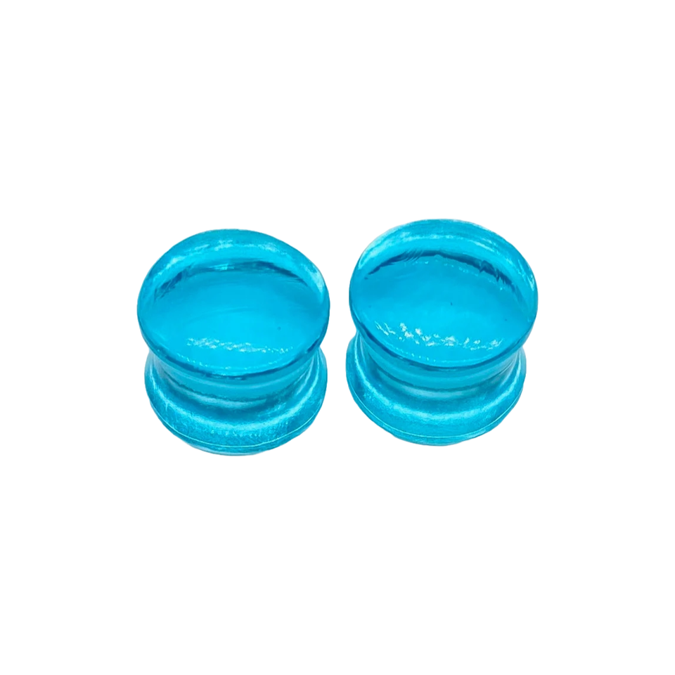 Blue Topaz Stone Double Flared Ear Gauges Pair Sizes 3mm (8g) to 54mm