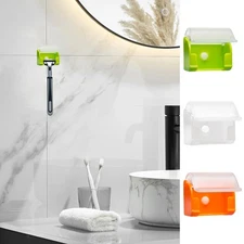 Men Shaver Brush Blade Holder Storage Bathroom Wall Suction Cup Hook Stand Rack