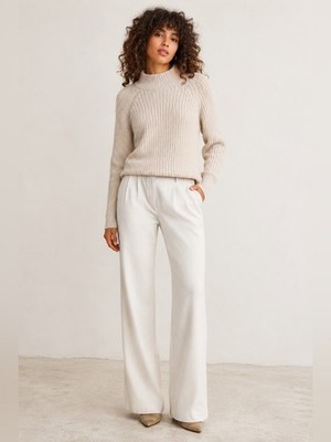 Kendall + Kylie Open Back Mock Neck Chunky Knit Sweater